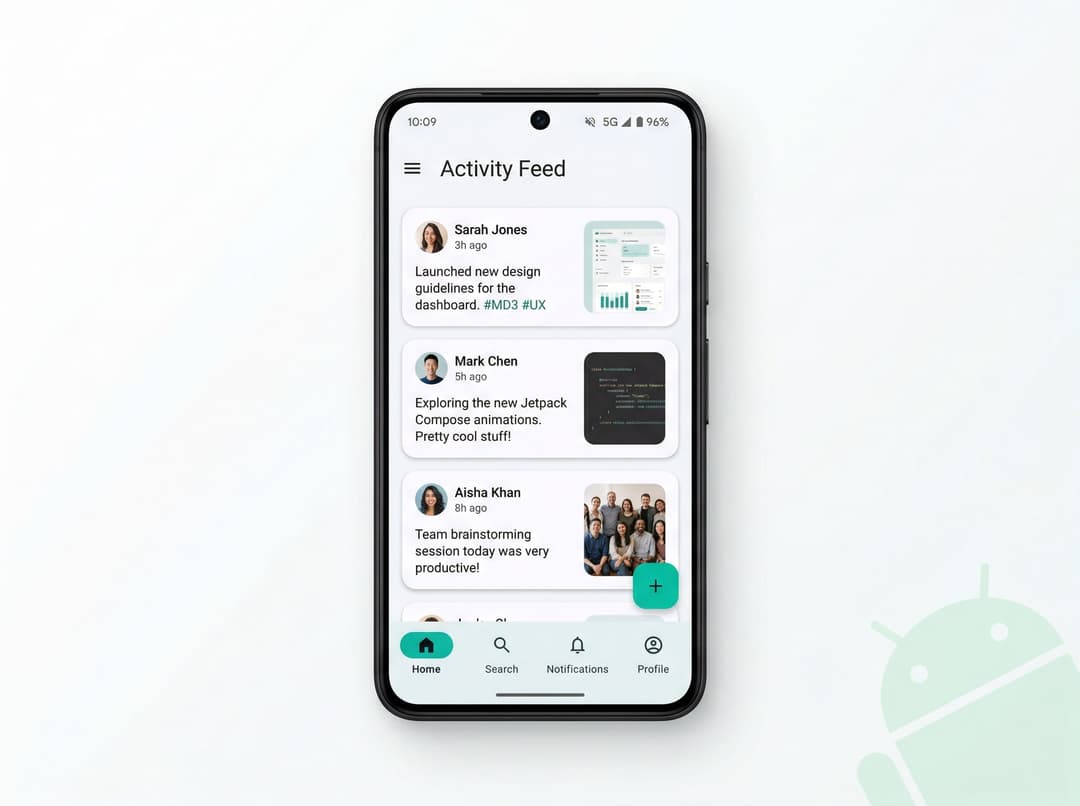 Android phone displaying a custom app on Google Play Store
