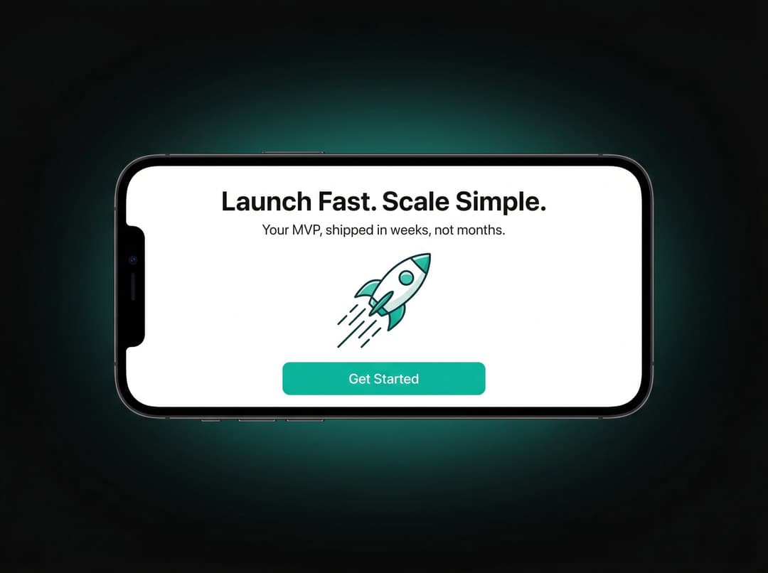 Phone showing a clean minimal MVP app interface with core features only