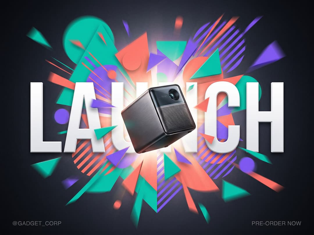 Promotional video still frame showing dynamic product launch animation